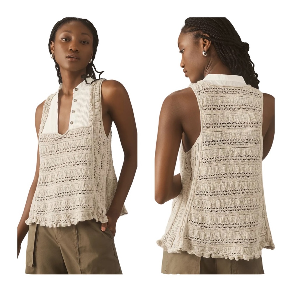 Anthropologie Cream Lace Blouse